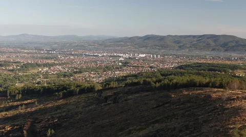 Town from hill. Shadow move over hill. Stock Footage 41474512