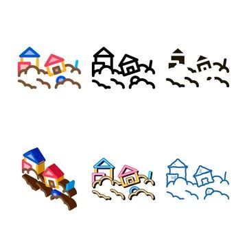 Town hurricane concepts icon vector outline Stock Illustration
