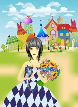 In a town Illustrazione stock