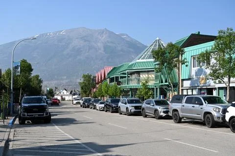 Town of Jasper in Alberta, Canada. Stock Photos