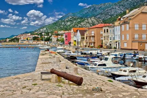 Town of karlobag under velebit mountain Stock Photos
