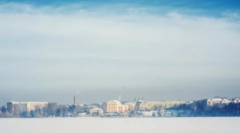 Town on the lake Stock Photos