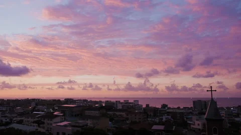 Town landscape at romantic sunset. Stock Footage 140213744