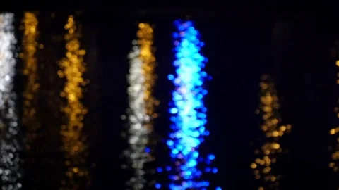 Town lights in the river Stock Footage 80834346