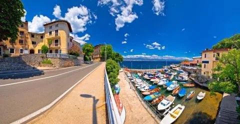 Town of Lovran waterfront panoramic view Stock Photos