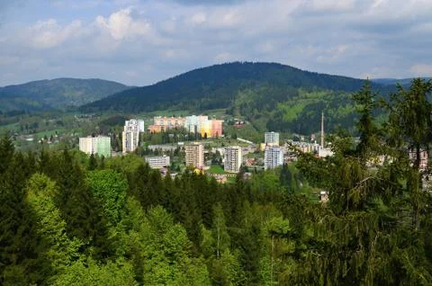 Town in the mountains Stock Photos