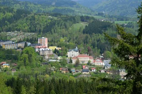 Town in the mountains Stock Photos