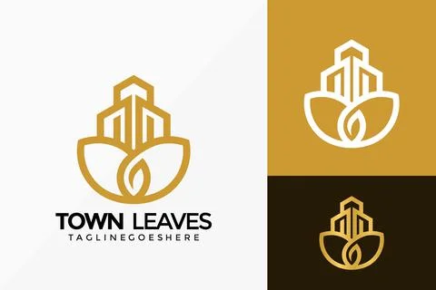 Town Nature Leaf Logo Vector Design. Abstract emblem, designs concept, logos, Illustrazione stock