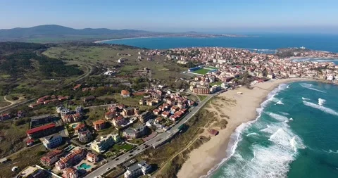 Town Over The Sea 2 Stock Footage 168383193