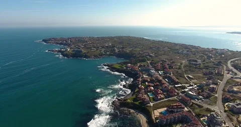 Town Over The Sea Stock Footage 168379400