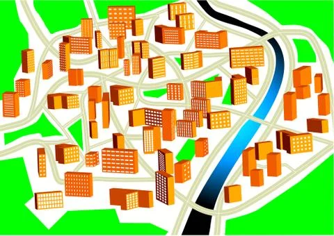 Town plan Stock Illustration