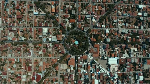 Town planning regular settlement drone shot Video stock 112397217