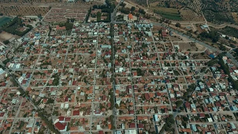 Town planning regular settlement drone shot Video stock 112397254