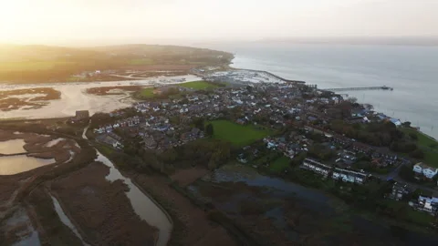 A town with a river running through it Stock Footage 298288242