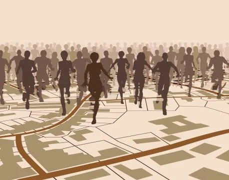 Town run Stock Illustration