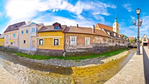 Town of Samobor riverfront panoramic view Foto stock