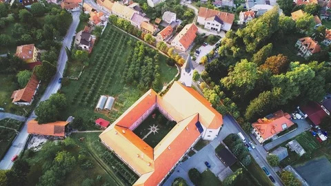 Town of Samobor at sunset aerial view, Prigorje region of Croatia Stock Footage 95983193
