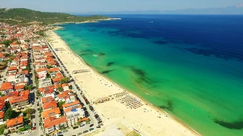 Town on the sea coast Stock Footage 80772428