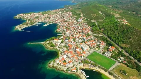 Town on the sea coast Stock Footage 80799551