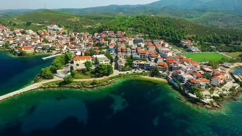 Town on the sea coast Stock Footage 80799590