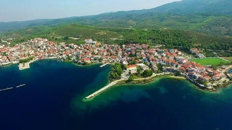 Town on the sea coast Stock Footage 80799692