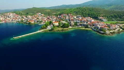 Town on the sea coast Stock Footage 80799769