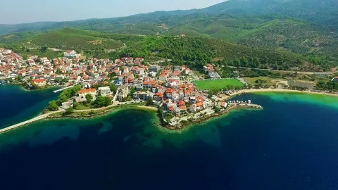 Town on the sea coast Stock Footage 80799774