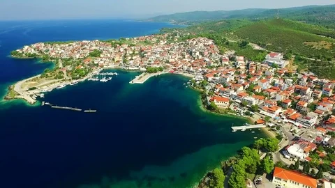 Town on the sea coast Stock Footage 80799781