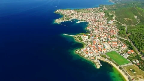 Town on the sea coast Stock Footage 80799887
