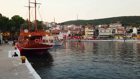 Town on the sea coast 库存影片 80799997