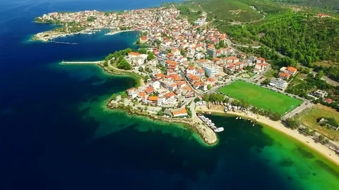 Town on the sea coast Stock Footage 80800002