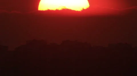 Town silhouette at sunset Stock Footage 53301083