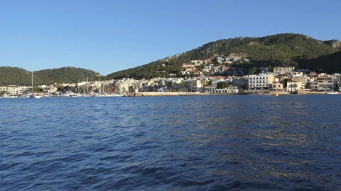 A town on the slope of a hill on the seashore. Stock Footage 130364152