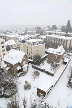 Town in snow Stock Photos