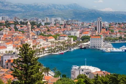 Town of Split in Dalmatia, Croatia. Panoramic view of city center Stock Photos