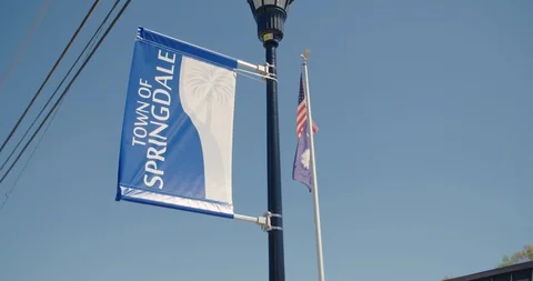 Town of Springdale Banner Waves in the Wind Vidéo 101612323
