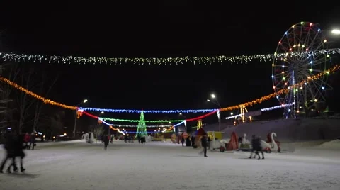 Town Square at Christmas. Time lapse Stock Footage 59173043