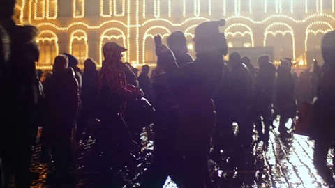 Town Square. Everywhere walking people. Stock Footage 73950113