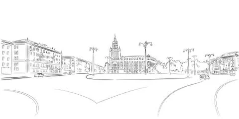 Town Square Stock Illustration