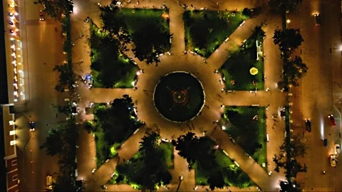 Town Square at night Pull Down Video stock 148784078