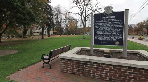 Town square with sign Stock Footage 27608948
