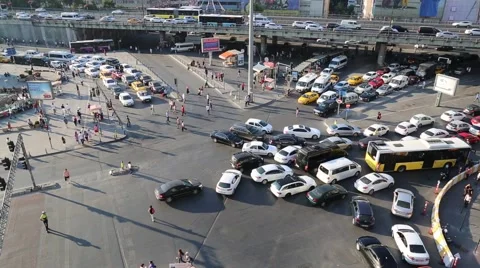 Town Square traffic jam Stock Footage 64988228