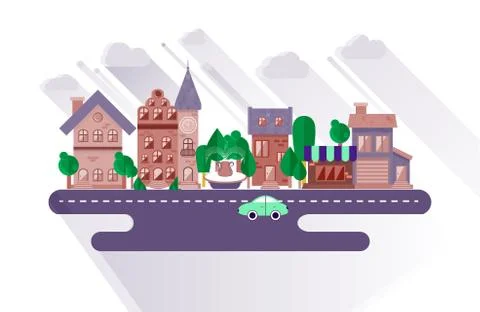 Town streets in a flat design Stock Illustration