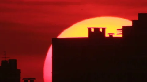 Town sunset close up Stock Footage 158010910