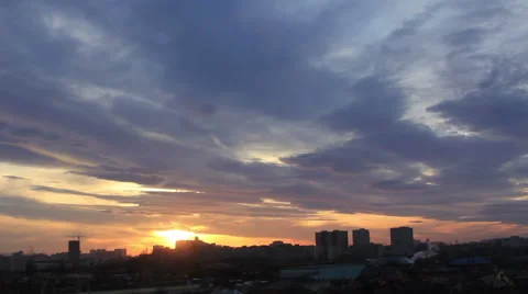 Town sunset sky Stock-Footage 45623699