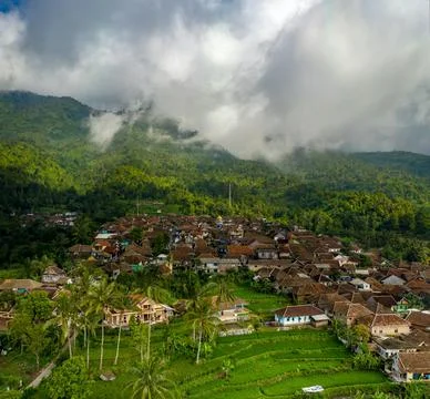 Town Surrounded by Trees Stock Photos