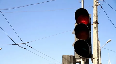 Town traffic light on background sky Stock Footage 8679375