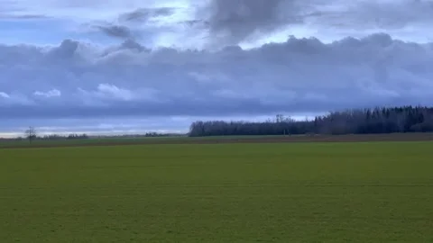 Town train road trip side window with a beautiful landscape Stock Footage 296503344