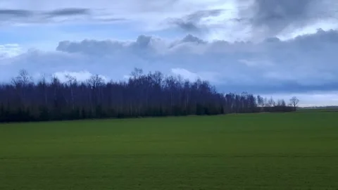 Town train road trip side window with a beautiful landscape Stock Footage 296503382