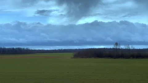 Town train road trip side window with a beautiful landscape Stock Footage 296642817